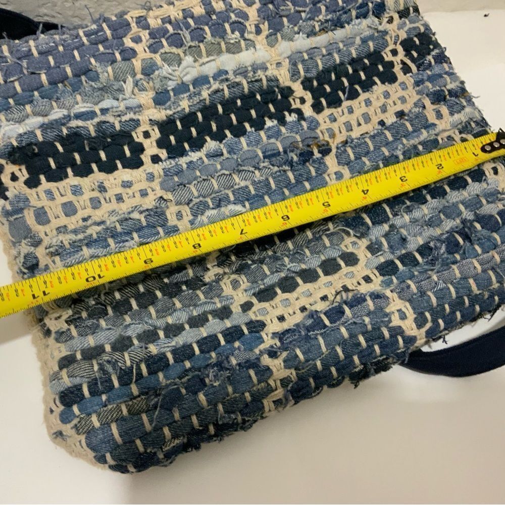 Catori "Boho" 100% Cotton Blue Denim/Beige Woven Rag Rug Crossbody/Shoulder Bag - Picture 10 of 11